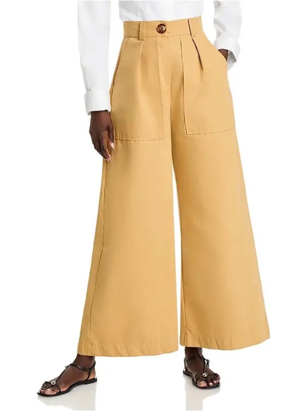 NEW The Lulo Project Camel Wide Leg Cargo Pants XS High Rise Boho